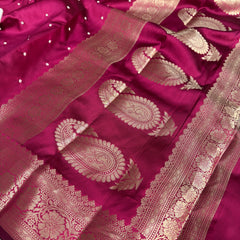 Rani Pink Kusumika Pearl Handwork Soft Silk Saree