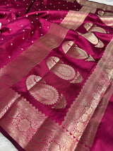 Rani Pink Kusumika Pearl Handwork Soft Silk Saree