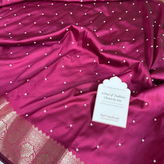Rani Pink Kusumika Pearl Handwork Soft Silk Saree