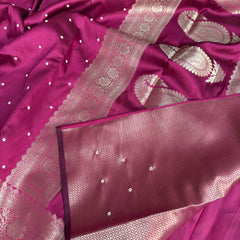 Rani Pink Kusumika Pearl Handwork Soft Silk Saree