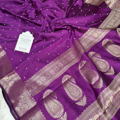 Magenta Purple Kusumika Pearl Handwork Soft Silk Saree