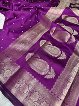 Magenta Purple Kusumika Pearl Handwork Soft Silk Saree
