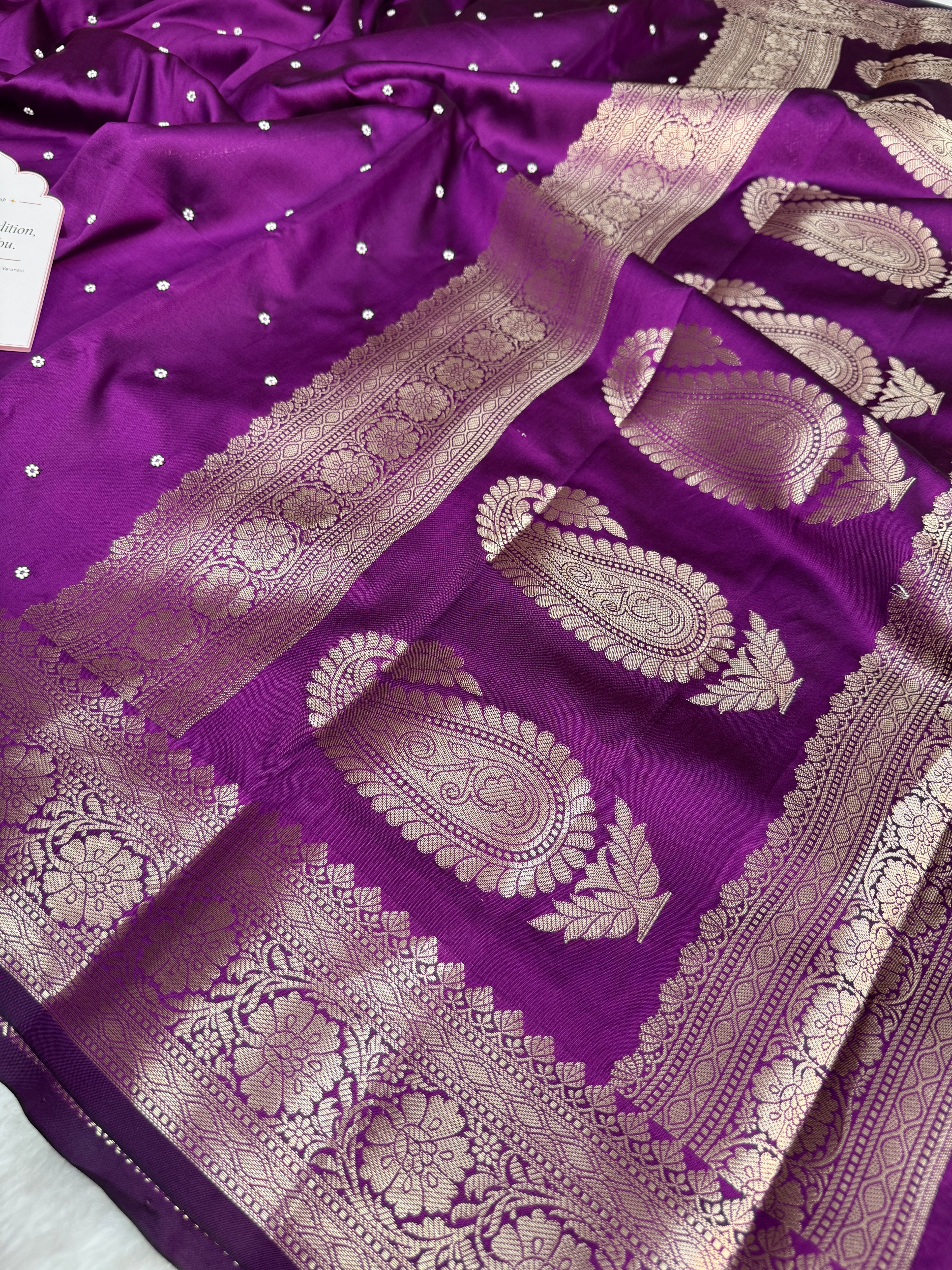 Magenta Purple Kusumika Pearl Handwork Soft Silk Saree