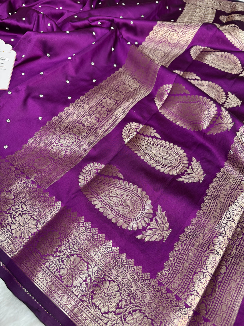 Magenta Purple Kusumika Pearl Handwork Soft Silk Saree