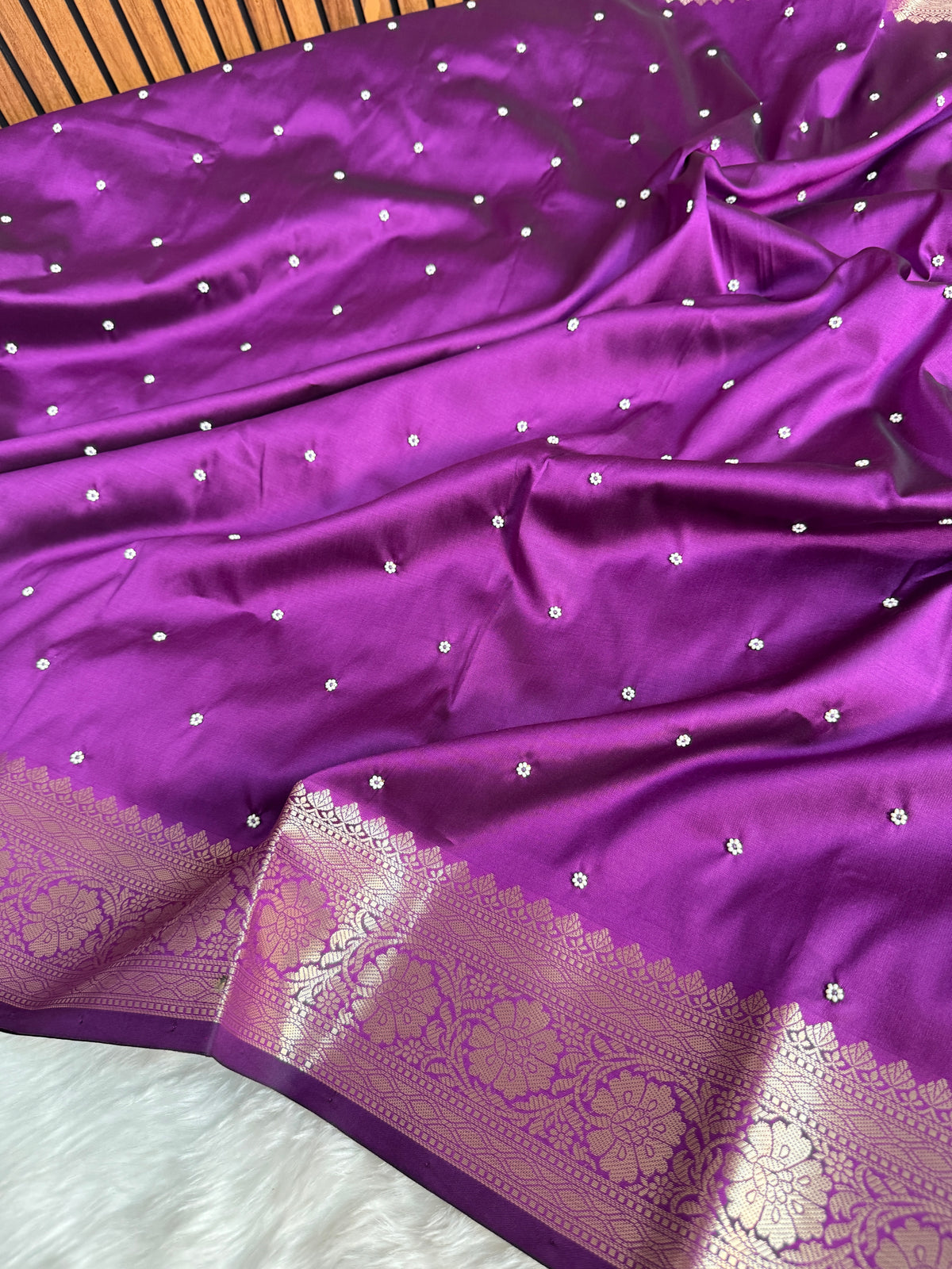 Magenta Purple Kusumika Pearl Handwork Soft Silk Saree