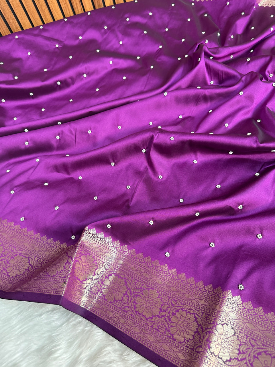 Magenta Purple Kusumika Pearl Handwork Soft Silk Saree