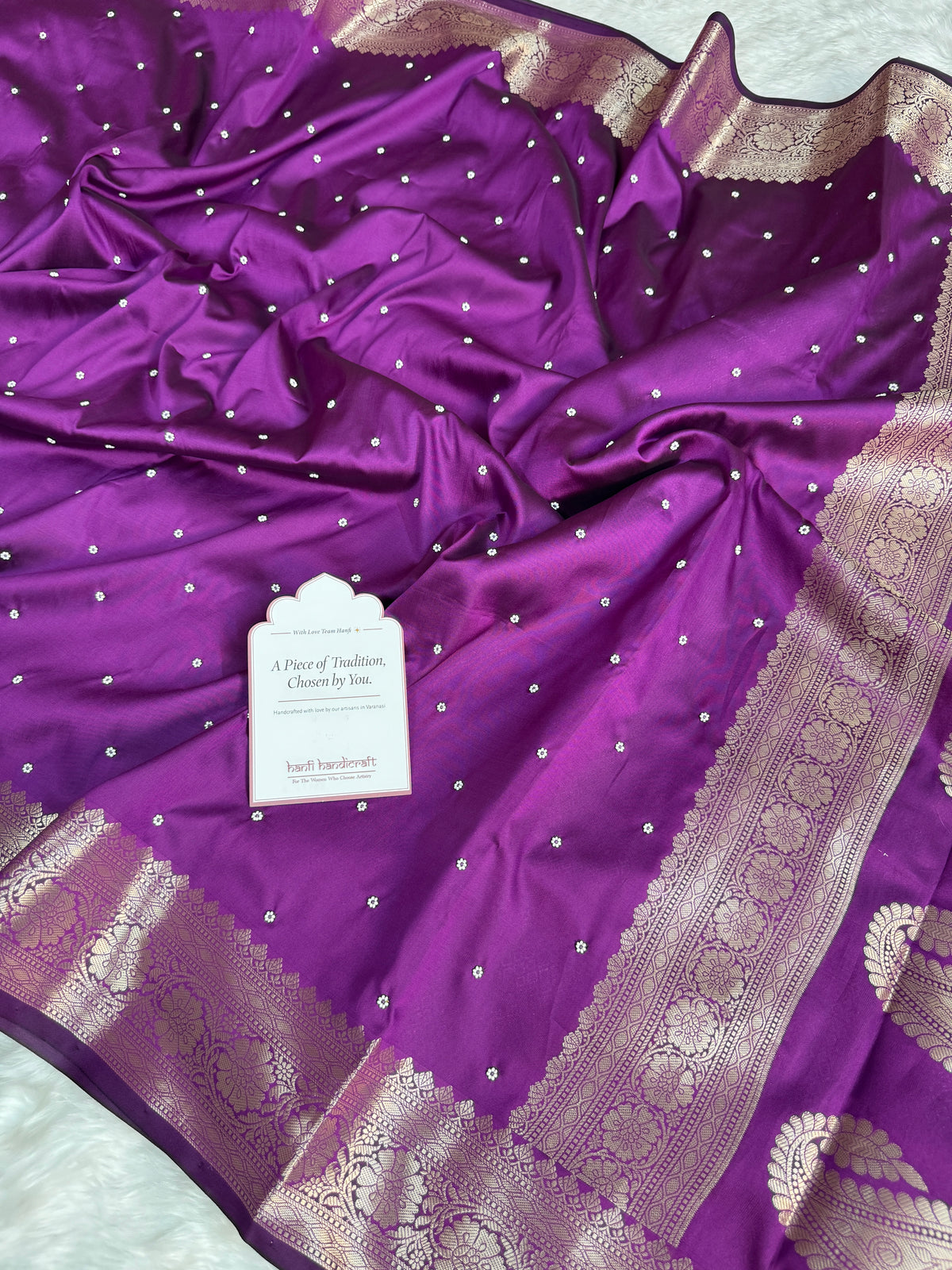 Magenta Purple Kusumika Pearl Handwork Soft Silk Saree