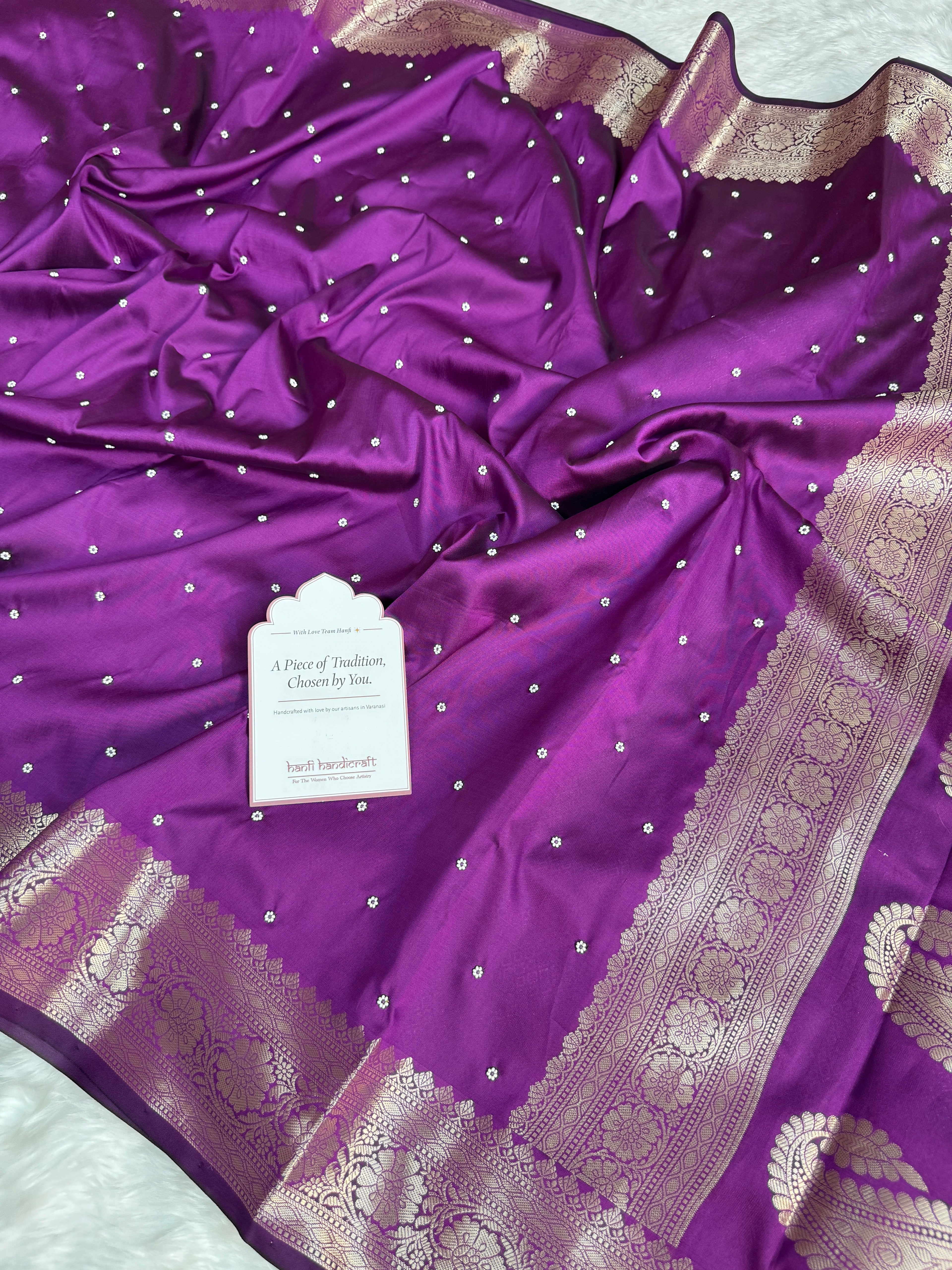 Magenta Purple Kusumika Pearl Handwork Soft Silk Saree