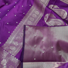Magenta Purple Kusumika Pearl Handwork Soft Silk Saree