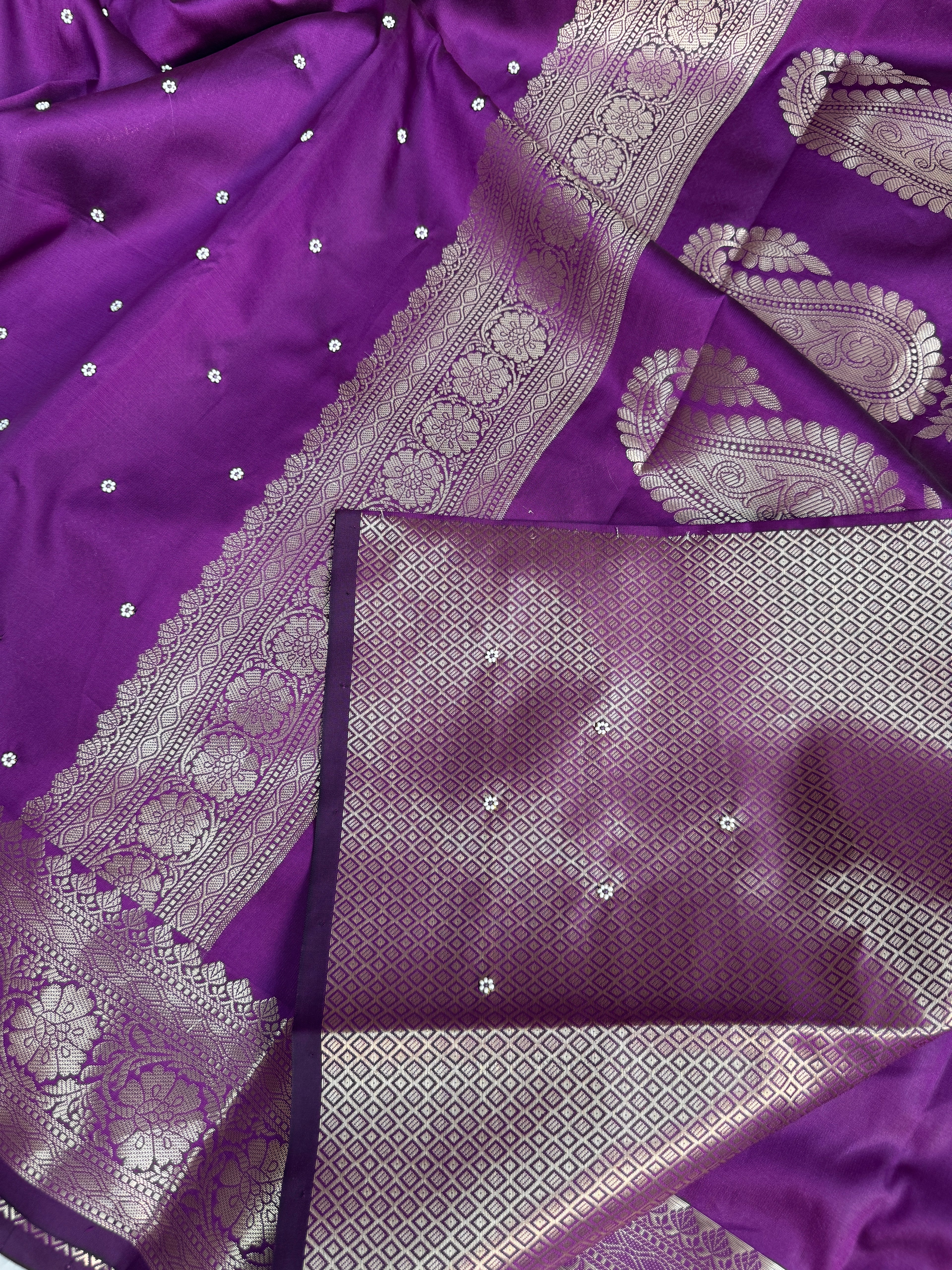 Magenta Purple Kusumika Pearl Handwork Soft Silk Saree