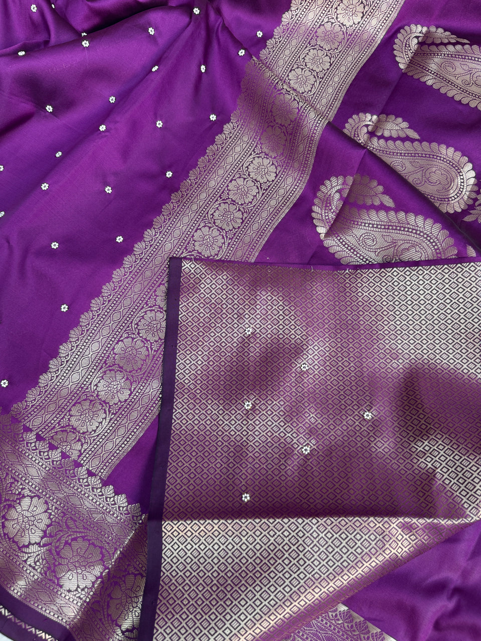 Magenta Purple Kusumika Pearl Handwork Soft Silk Saree