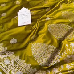 Olive Green Rangmahal Sona-Rupa Banarasi Mashru Silk Saree