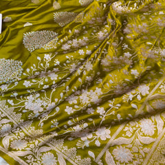 Olive Green Rangmahal Sona-Rupa Banarasi Mashru Silk Saree