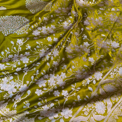 Olive Green Rangmahal Sona-Rupa Banarasi Mashru Silk Saree