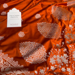 Rust Orange Rangmahal Sona-Rupa Banarasi Mashru Silk Saree