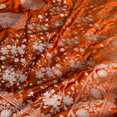 Rust Orange Rangmahal Sona-Rupa Banarasi Mashru Silk Saree