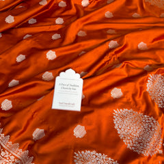 Rust Orange Rangmahal Sona-Rupa Banarasi Mashru Silk Saree