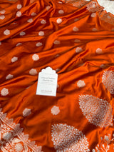 Rust Orange Rangmahal Sona-Rupa Banarasi Mashru Silk Saree