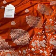 Rust Orange Rangmahal Sona-Rupa Banarasi Mashru Silk Saree