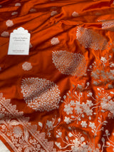 Rust Orange Rangmahal Sona-Rupa Banarasi Mashru Silk Saree