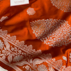 Rust Orange Rangmahal Sona-Rupa Banarasi Mashru Silk Saree