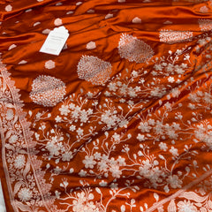 Rust Orange Rangmahal Sona-Rupa Banarasi Mashru Silk Saree