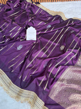 Mulberry Wine Shahi Nazakat Banarasi Soft Silk Saree
