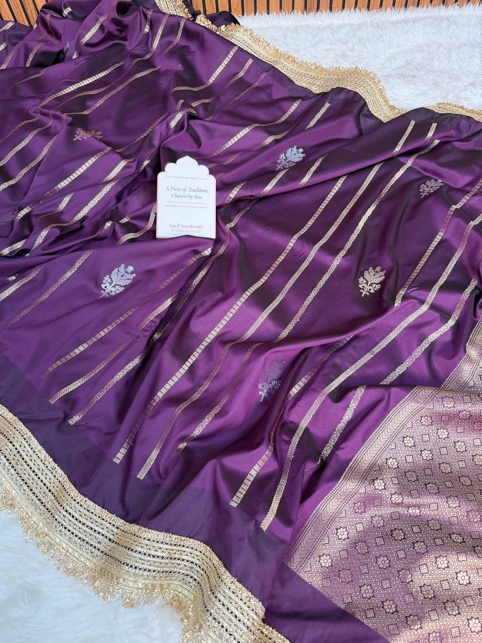 Mulberry Wine Shahi Nazakat Banarasi Soft Silk Saree
