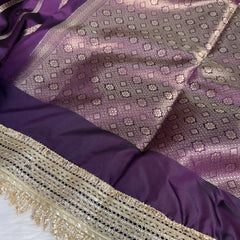 Mulberry Wine Shahi Nazakat Banarasi Soft Silk Saree