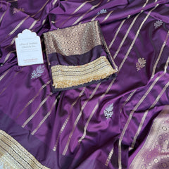 Mulberry Wine Shahi Nazakat Banarasi Soft Silk Saree