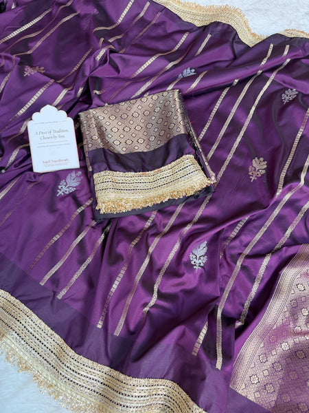 Mulberry Wine Shahi Nazakat Banarasi Soft Silk Saree