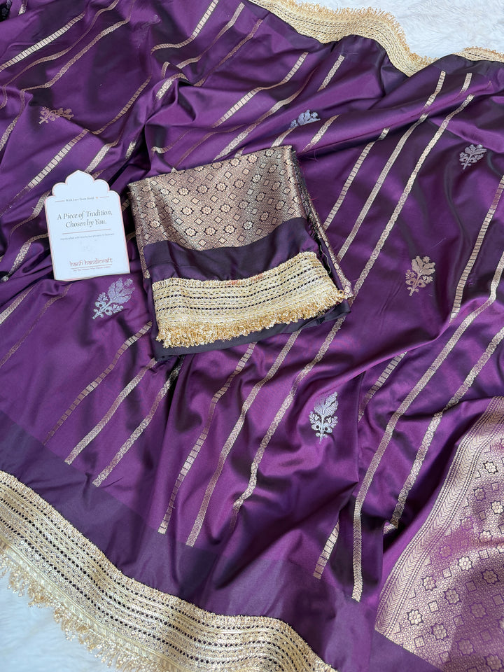 Mulberry Wine Shahi Nazakat Banarasi Soft Silk Saree