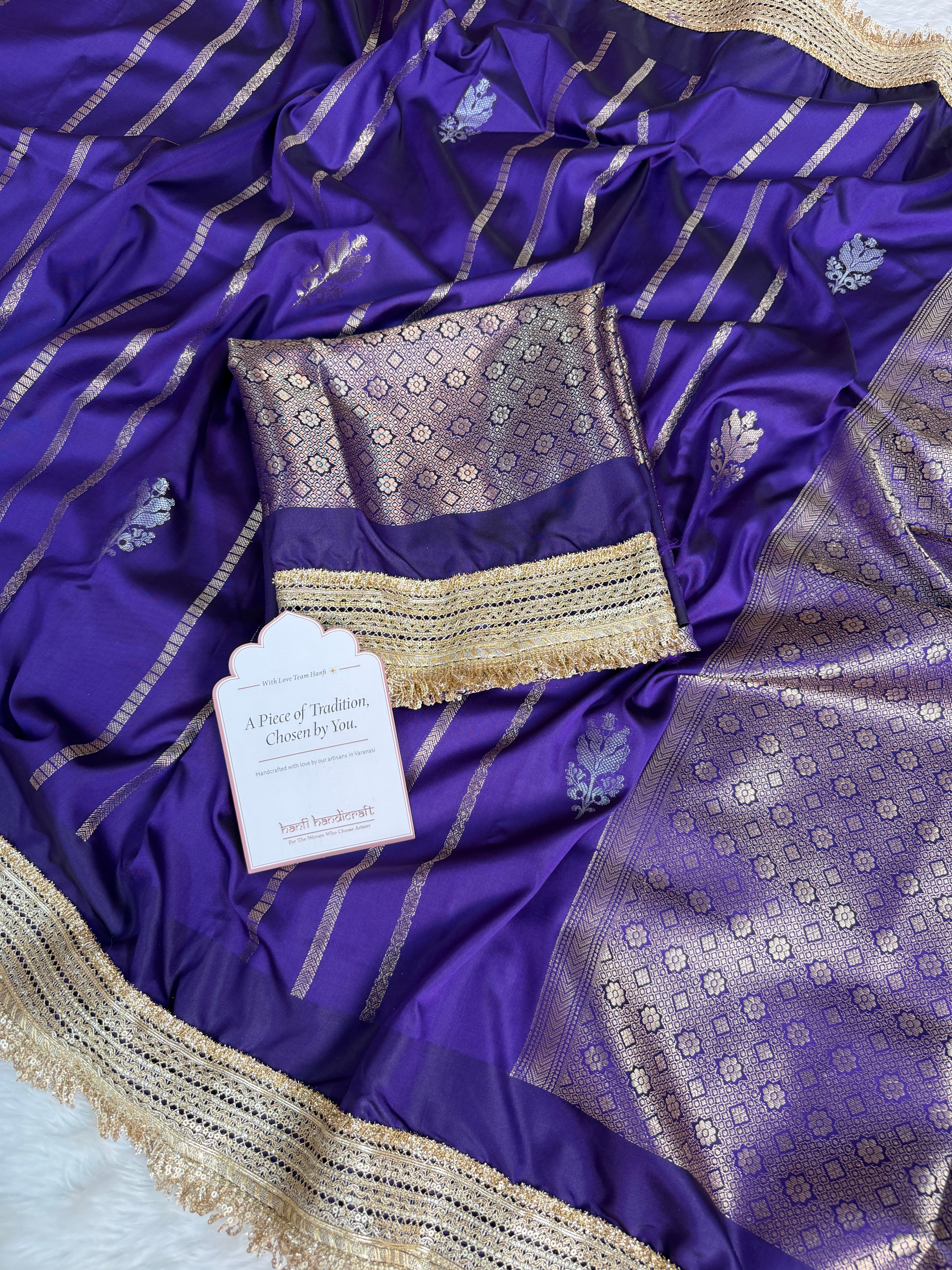 Imperial Violet Shahi Nazakat Banarasi Soft Silk Saree