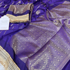 Imperial Violet Shahi Nazakat Banarasi Soft Silk Saree