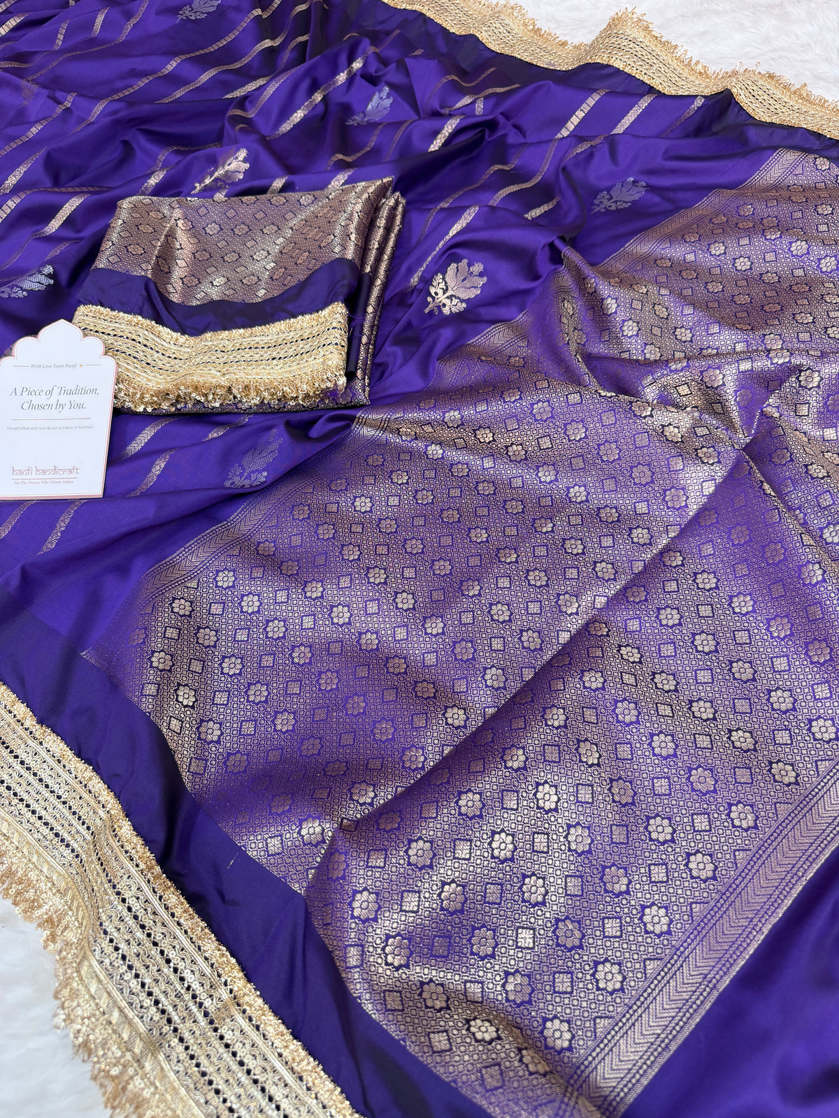 Imperial Violet Shahi Nazakat Banarasi Soft Silk Saree