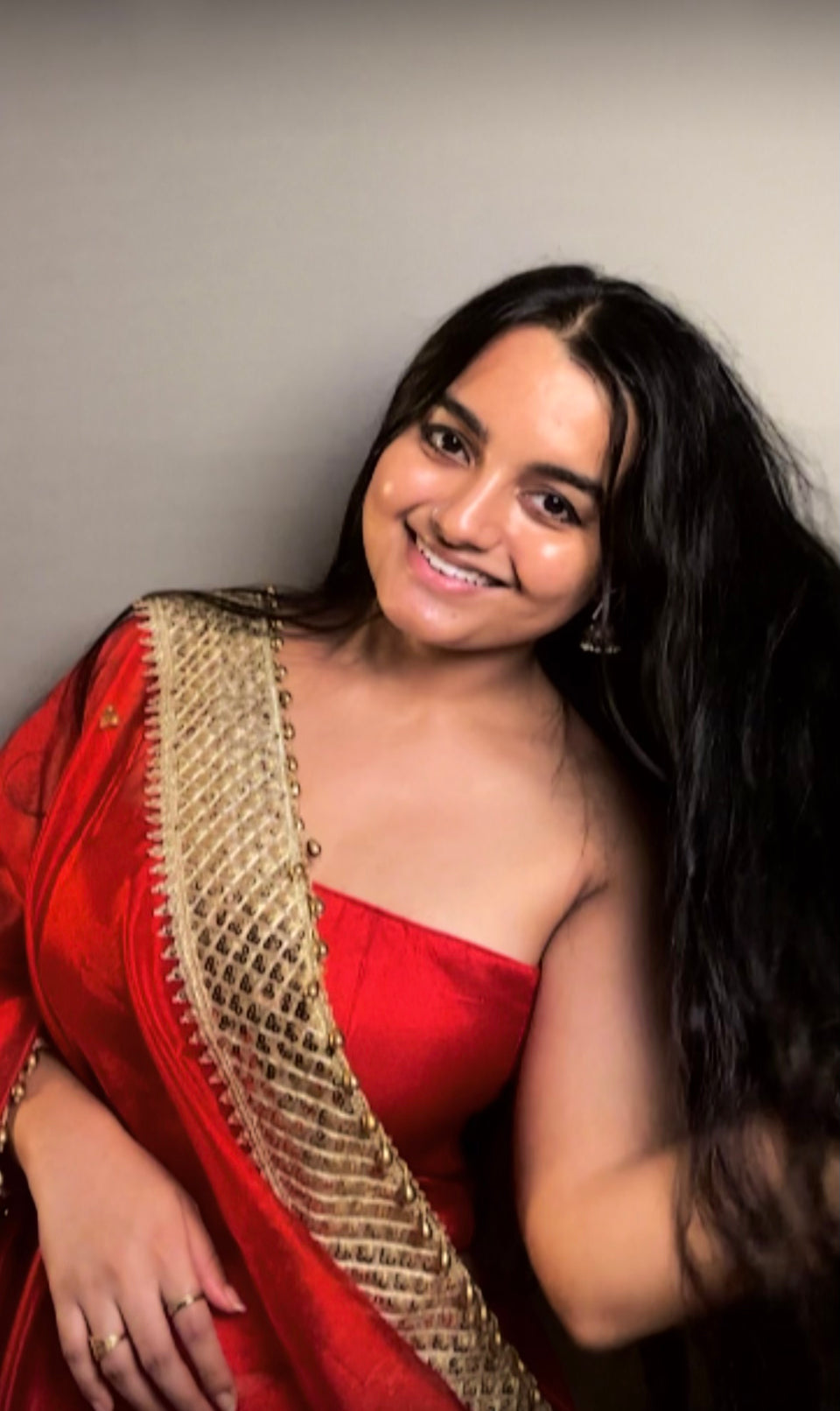 Bold Red Shahi Ghungroo Handcrafted Tissue Silk Saree
