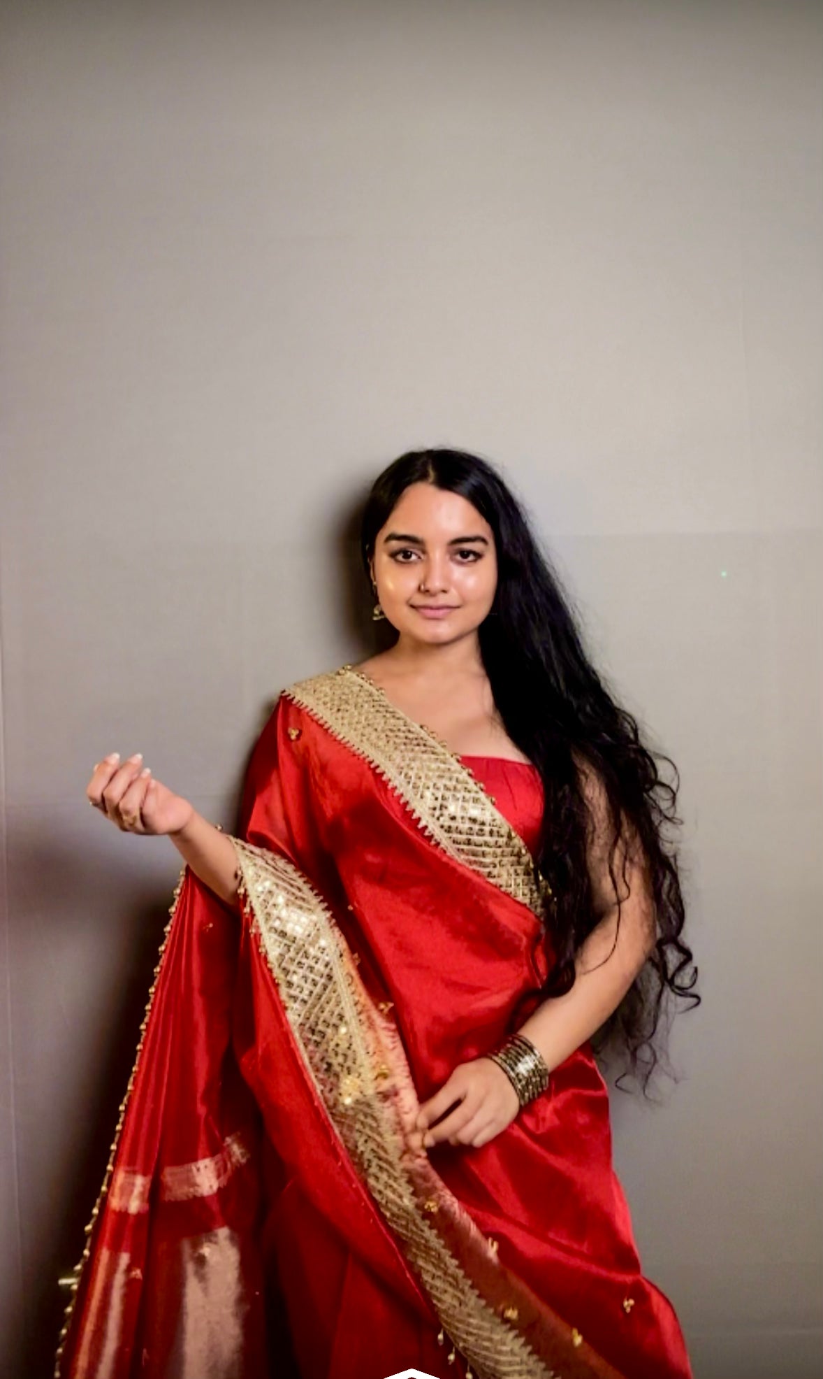 Bold Red Shahi Ghungroo Handcrafted Tissue Silk Saree