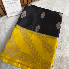 Black with Yellow Gold Rangika Banarasi Butter Silk Saree