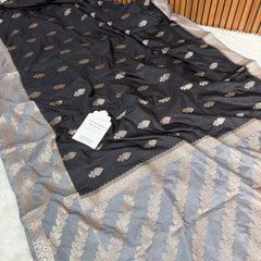 Black with Silver Grey Rangika Banarasi Butter Silk Saree