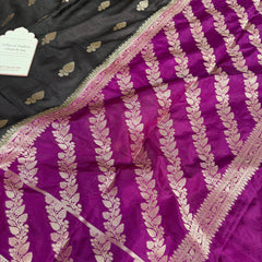 Black with Royal Magenta Rangika Banarasi Butter Silk Saree