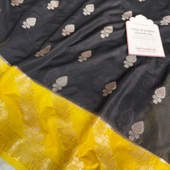 Black with Yellow Gold Rangika Banarasi Butter Silk Saree