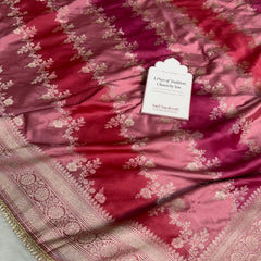 Rose Pink Premium Hand-Brush Rangkaat Mashru Banarasi Saree