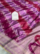 Magenta pink Premium Hand-Brush Rangkaat Mashru Banarasi Saree
