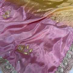 Rose Dawn 2D Dual Shade Handwork Shimmery Tissue Saree