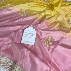 Rose Dawn 2D Dual Shade Handwork Shimmery Tissue Saree