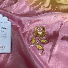 Rose Dawn 2D Dual Shade Handwork Shimmery Tissue Saree
