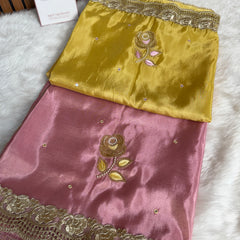 Rose Dawn 2D Dual Shade Handwork Shimmery Tissue Saree