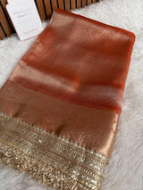 Maharani Tissue Silk Saree – Aurelia Orange