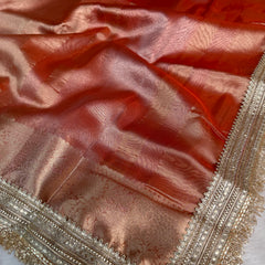 Maharani Tissue Silk Saree – Aurelia Orange
