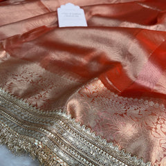 Maharani Tissue Silk Saree – Aurelia Orange